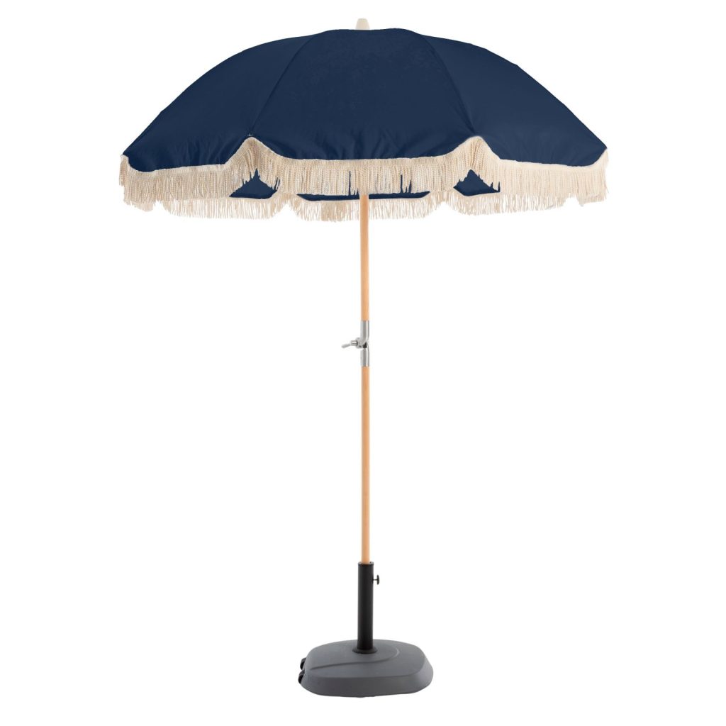 Noosa Beach Umbrella Navy with timber pole