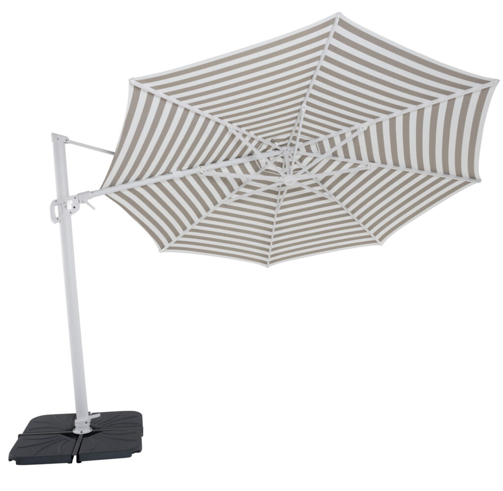 Solstice Cantilever Umbrella 350cm Octagonal White Frame. Available in 8 colours